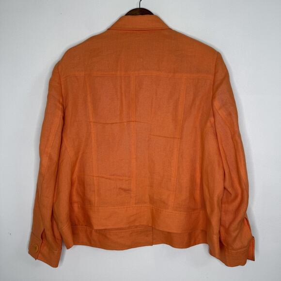 Talbots Jacket Womens 18W Petite Orange Irish Linen Lined Button Front Blazer - Picture 5 of 7